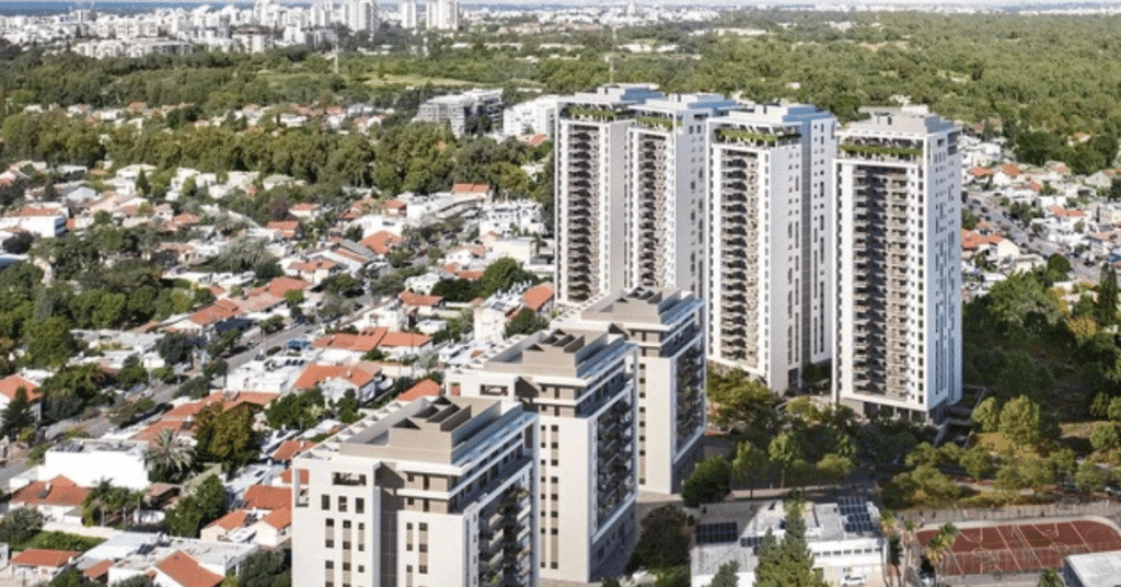הדמיה של פרויקט נווה מגן החדשה ברמת השרון – מבט ממעוף הציפור