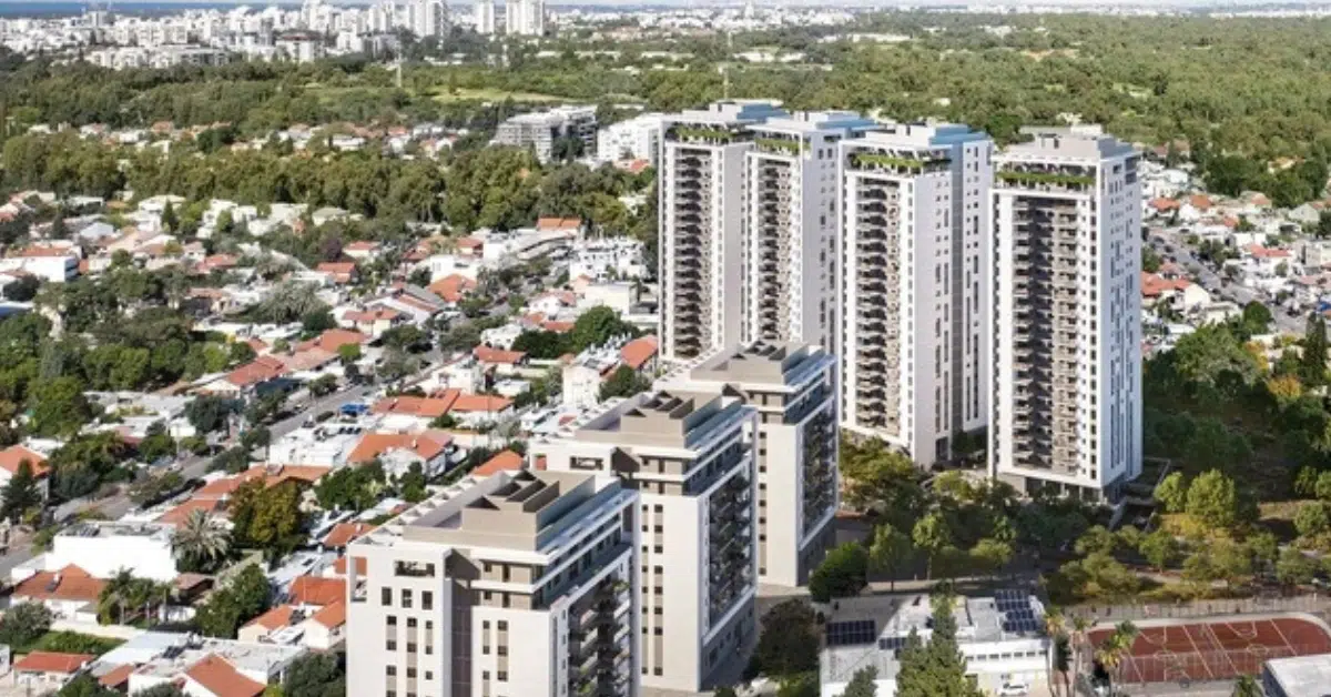 הדמיה של פרויקט נווה מגן החדשה ברמת השרון – מבט ממעוף הציפור