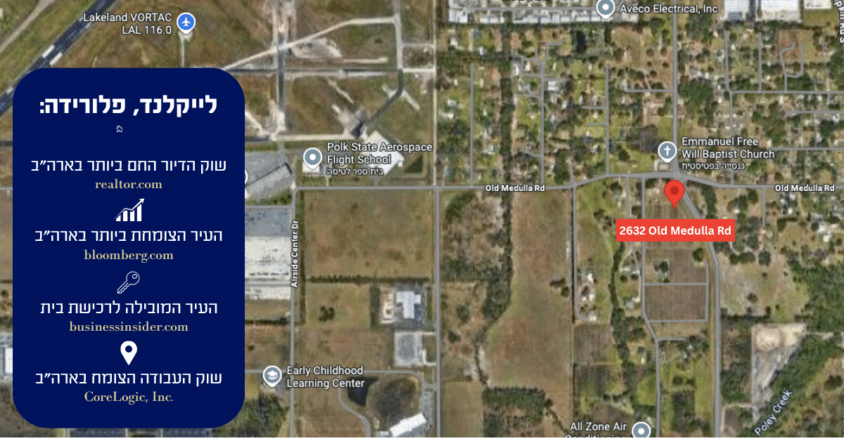 מפת לייקלנד פלורידה ומיקום הפרויקט של Corner Realty Group