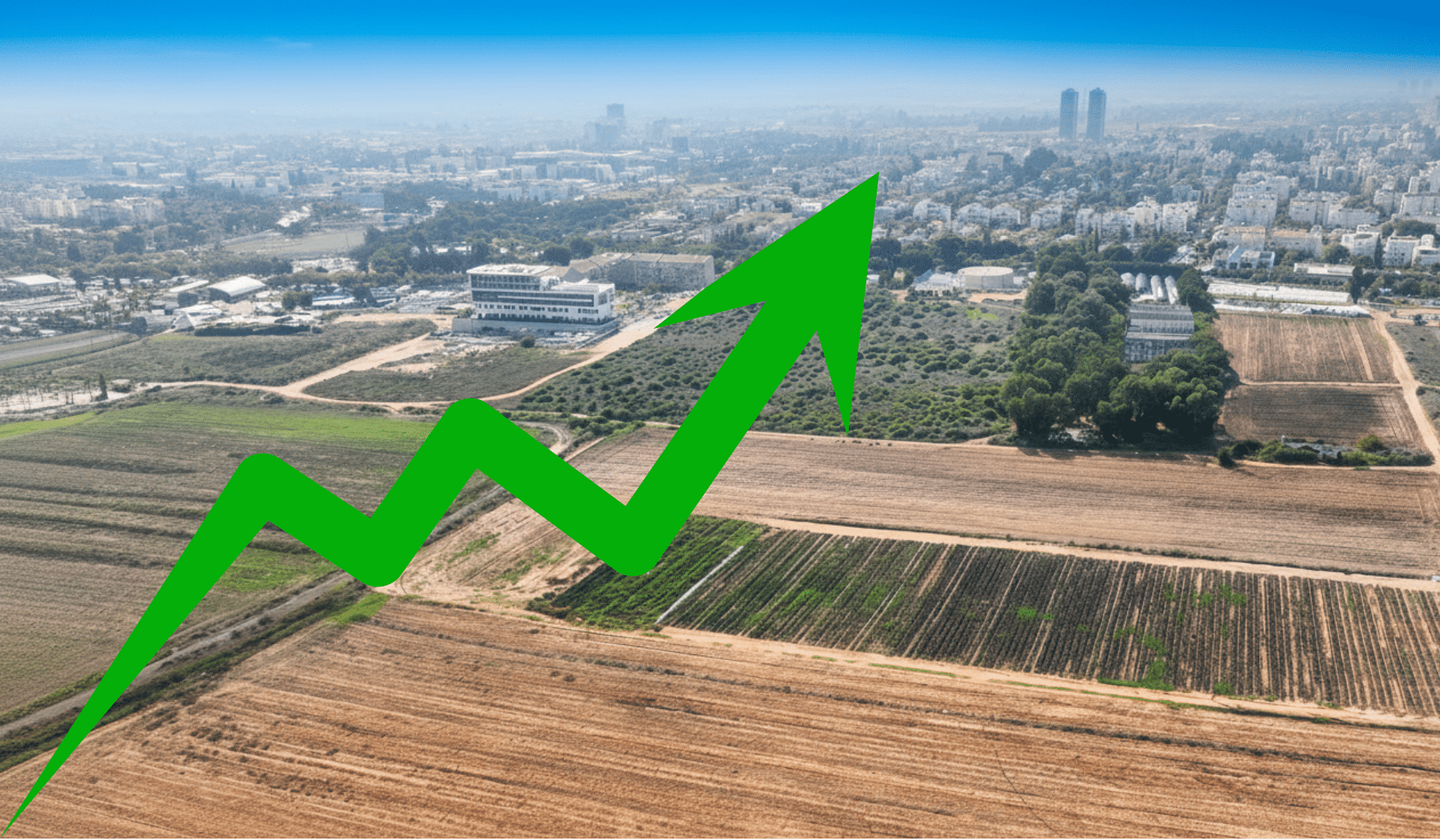 אילוסטרציה: מפתח זהב על רקע הדמיית רובע "כפר סבא בן יהודה צפון", קרקע להשקעה ותמ"ל 3014.